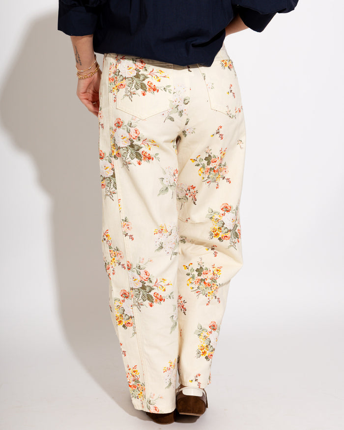Delicate Blossom Print Wide-Leg Pants