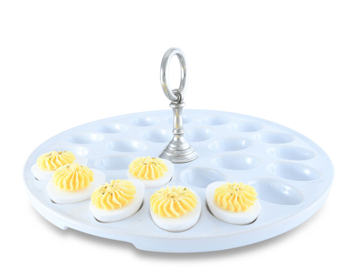 Deviled Egg Tray with Pewter Classic Ring Handle