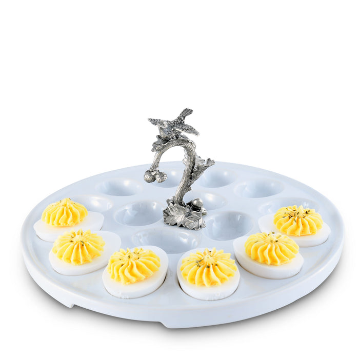 Vagabond House Deviled Egg Tray with Pewter Song Bird Handle Product Image