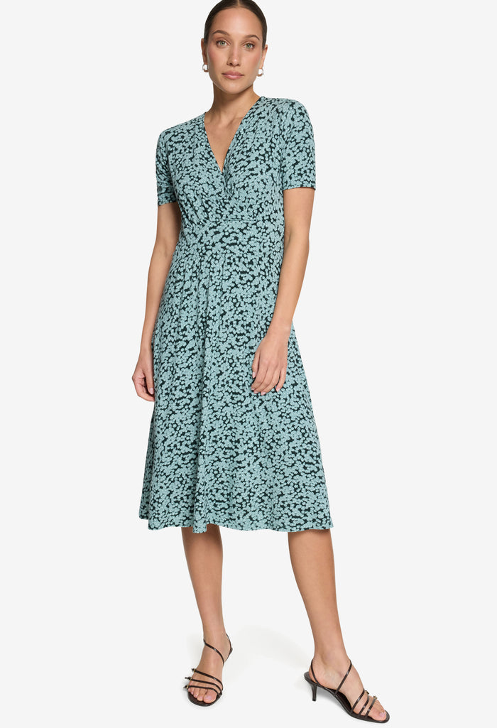 Ditsy Print Wrap Dress
