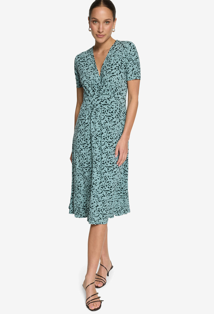 Ditsy Print Wrap Dress