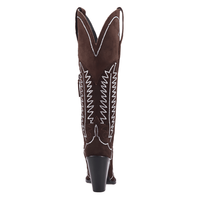 PRODUCT SHOT DOUBLE TAKE SUEDE LEATHER BOOT AT 180 DEGREE BACK ANGLE