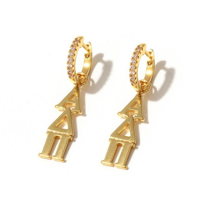 E208 Sorority Greek Letter Earrings Huggie Hoops