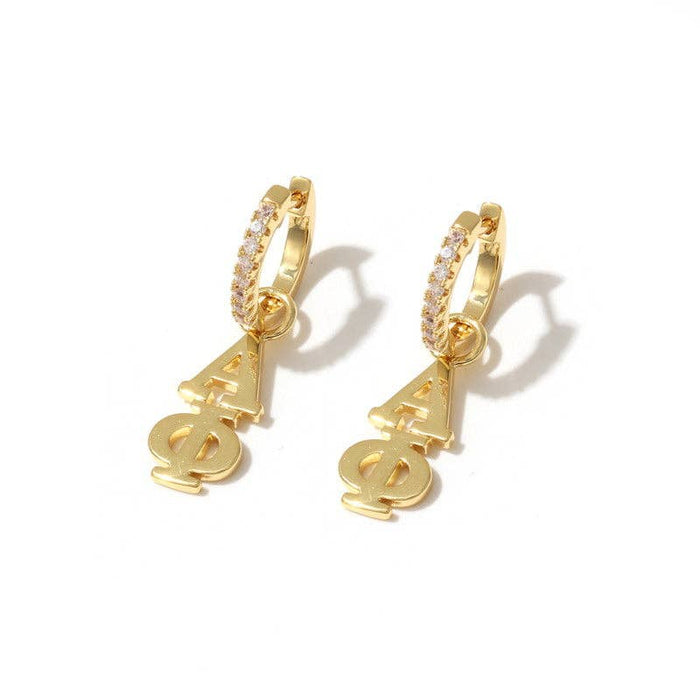 E208 Sorority Greek Letter Earrings Huggie Hoops
