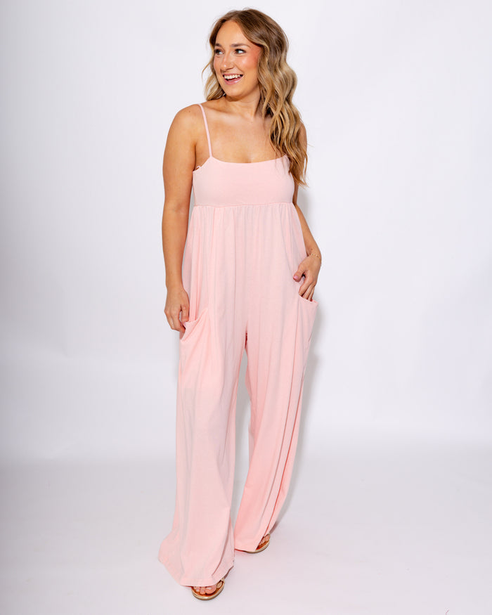 Dusty Pink Spaghetti Strap Jumpsuit - ee:some - Gaudie & Co. Beaumont TX Boutique