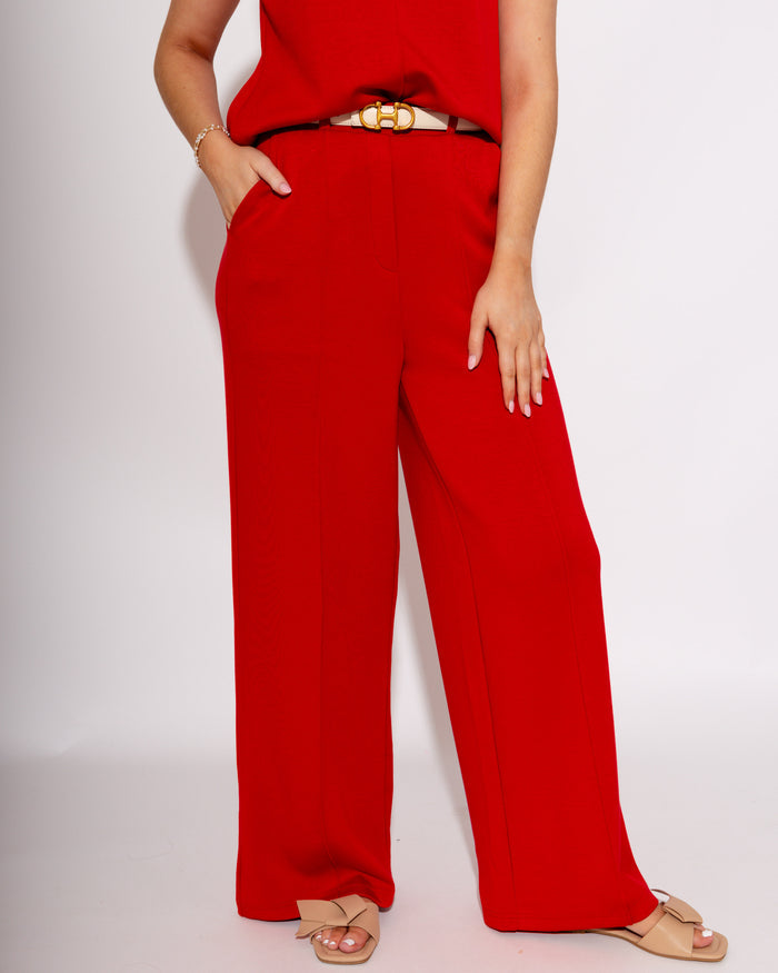 Effortless Front Seam Wide Leg Pants in Red