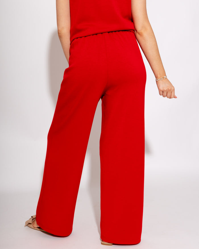 Effortless Front Seam Wide Leg Pants in Red