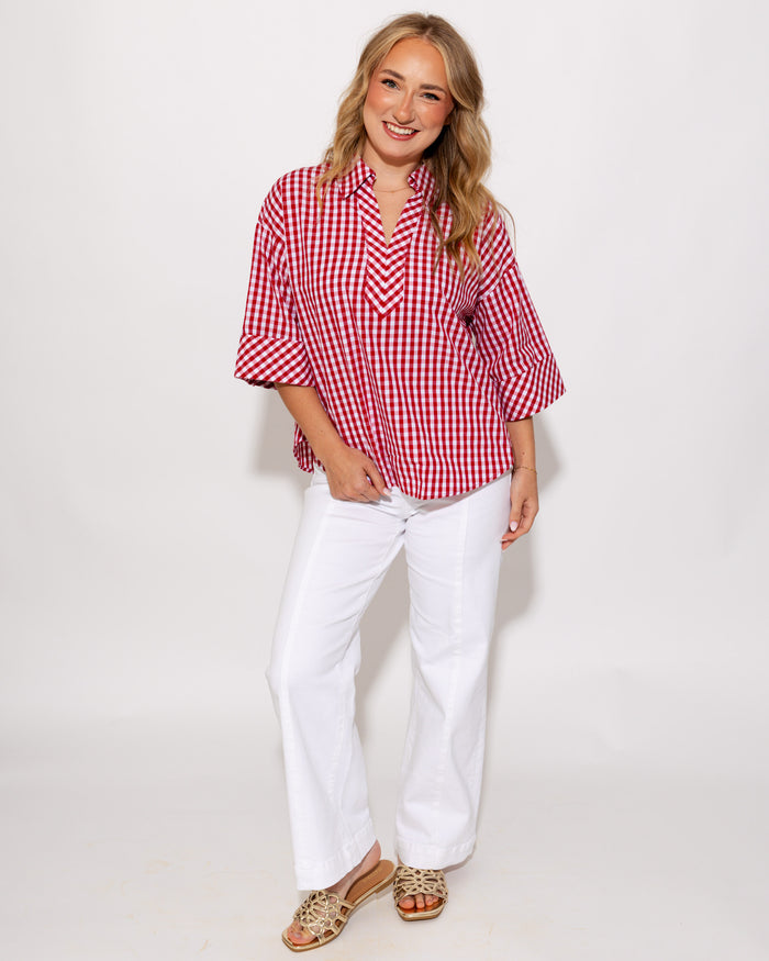 Effortless Summer Gingham Top in Red