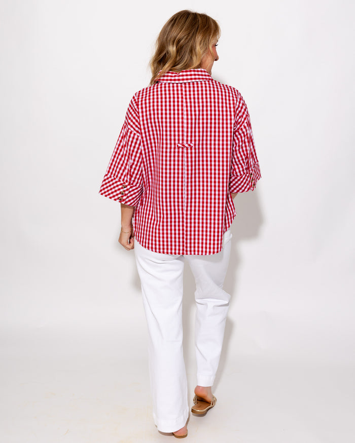 Effortless Summer Gingham Top in Red