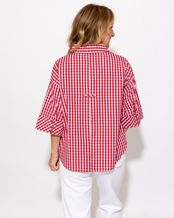 Effortless Summer Gingham Top in Red