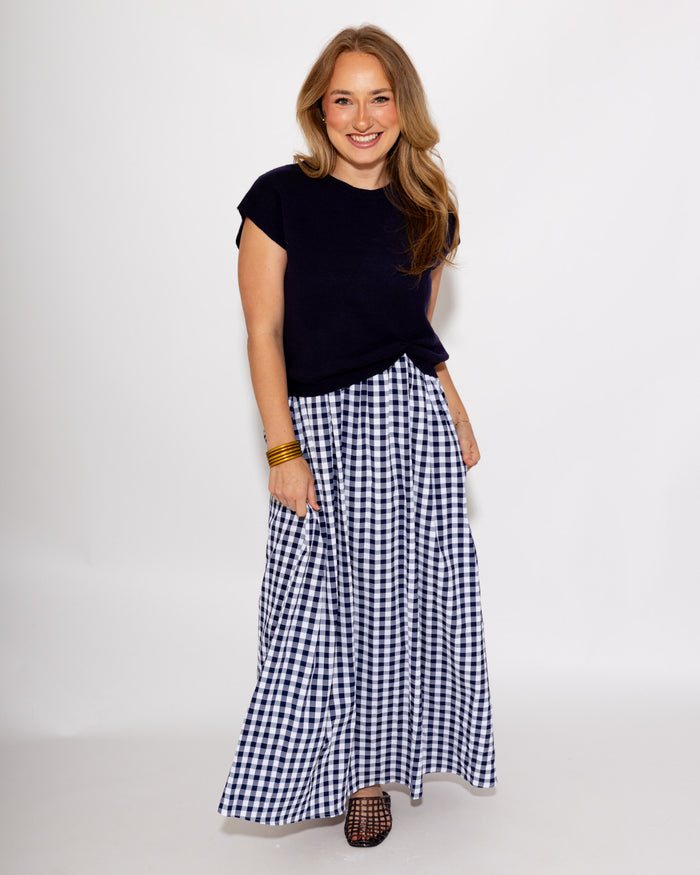 Elevated Layered Midi Dress in Navy
