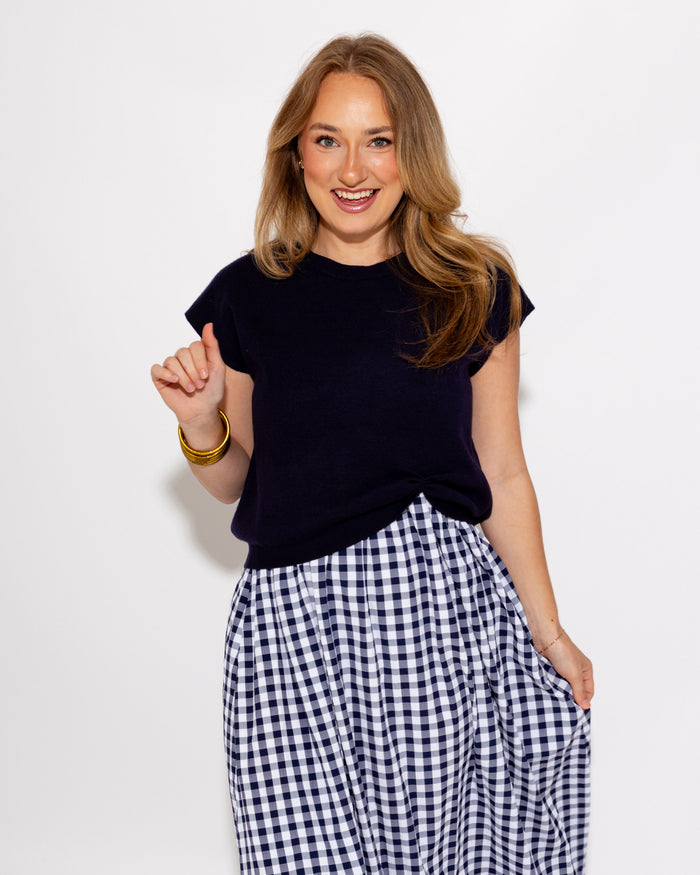 Elevated Layered Midi Dress in Navy