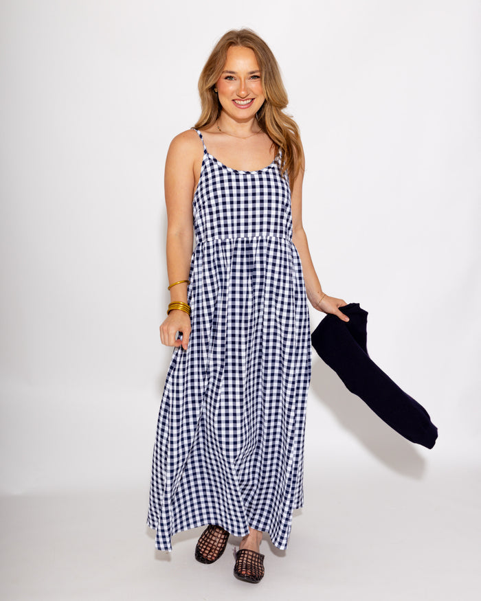 Elevated Layered Midi Dress in Navy