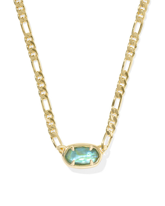 Elisa Figaro Short Pendant Necklace In Gold Deep Aqua Illusion