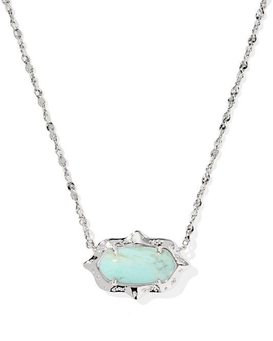 Elisa Scallop Frame Silver Short Pendant Necklace Sea Green