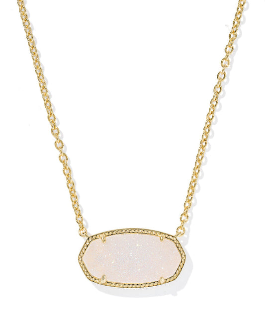 Elisa Statement Pendant Necklace in Gold Iridescent Drusy