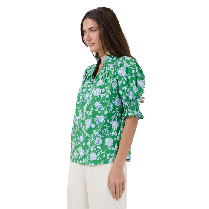 Emerald Garden Smocked Blouse