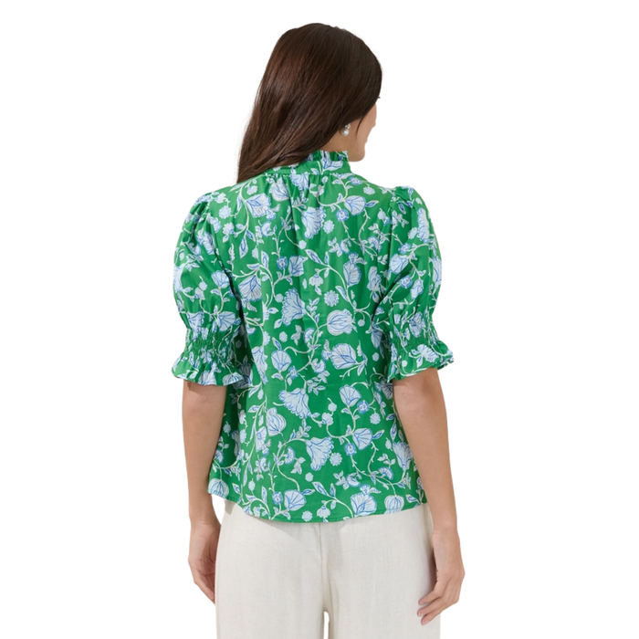 Emerald Garden Smocked Blouse