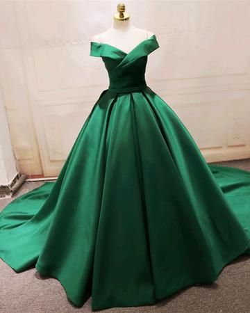 Emerald Green Prom Dress 2021 Satin Maxi Evening Dress with Corset Back