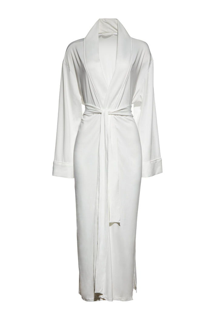 Bumpsuit Maternity Loungewear The Cloud Robe in Ivory shit against white
