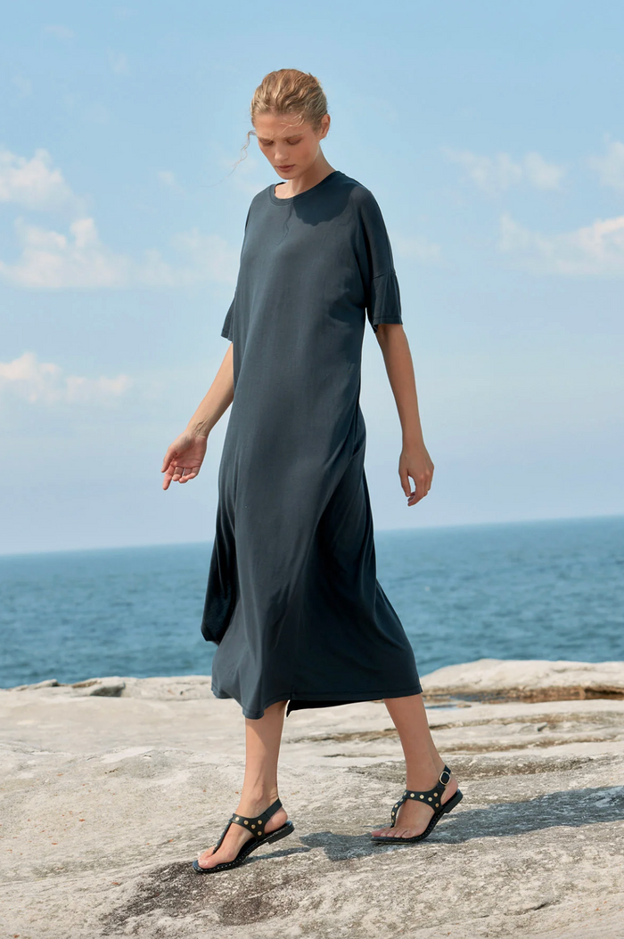 Estilo Emporio Box Cotton/Tencel T-Shirt - Washed Black