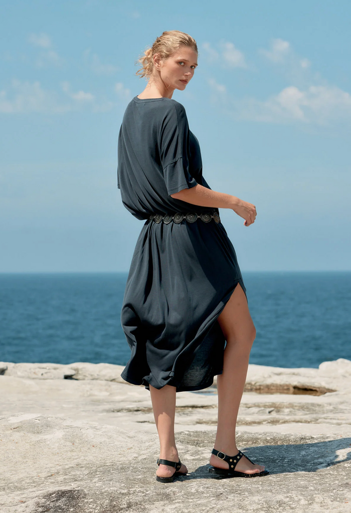 Estilo Emporio Box Cotton/Tencel T-Shirt - Washed Black