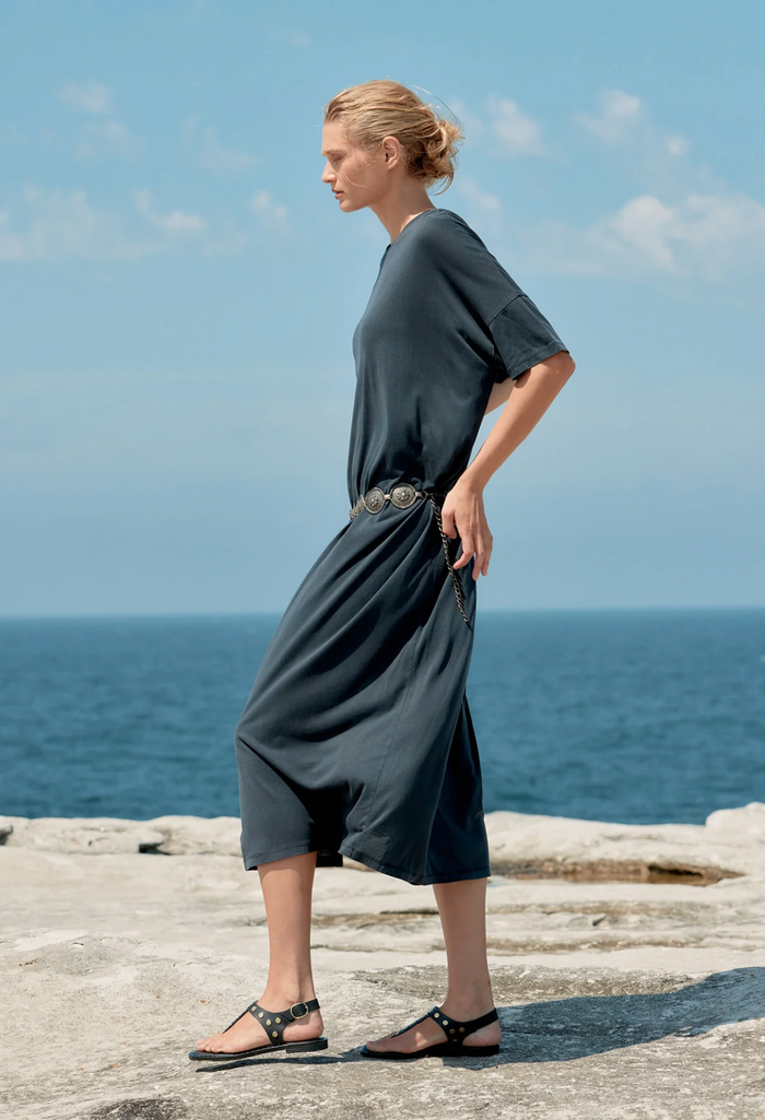 Estilo Emporio Box Cotton/Tencel T-Shirt - Washed Black