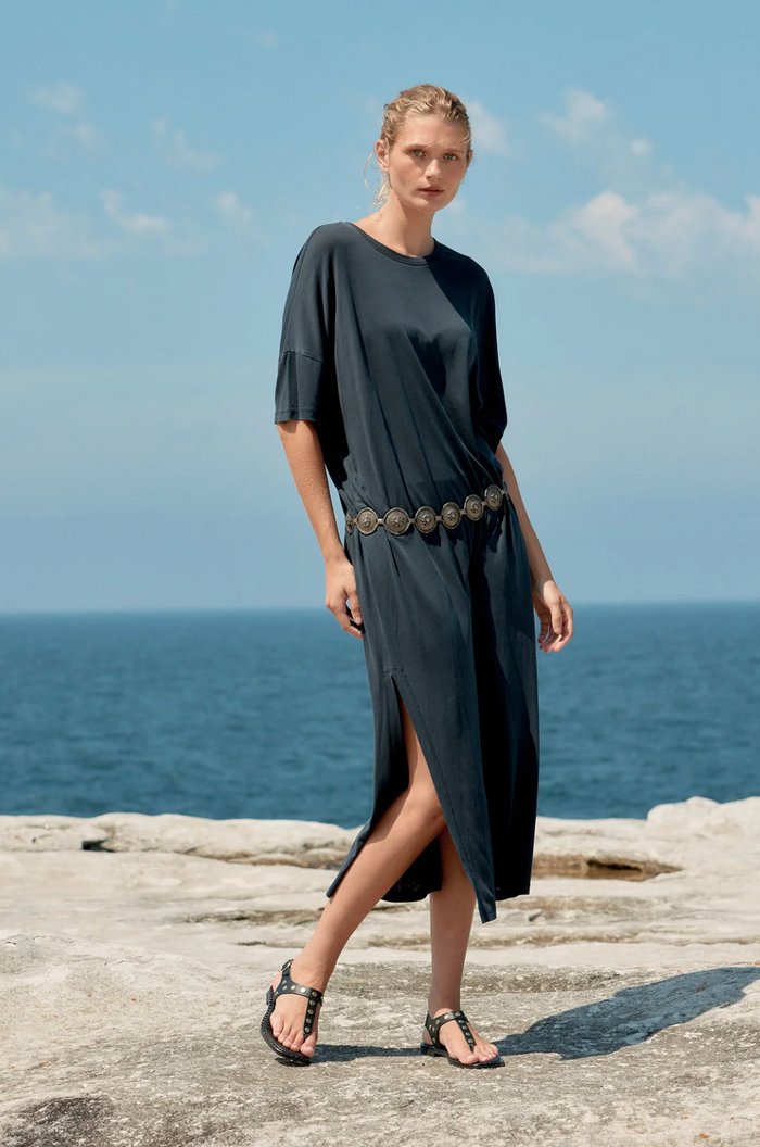 Estilo Emporio Box Cotton/Tencel T-Shirt - Washed Black