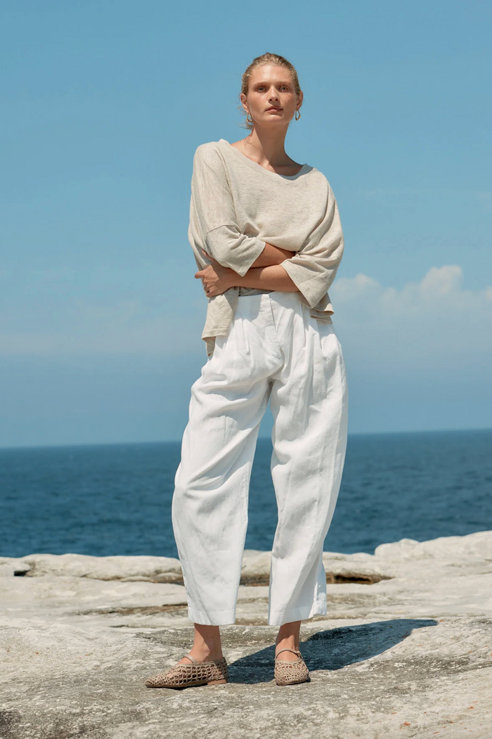 Estilo Emporio Box Linen Tee - Natural