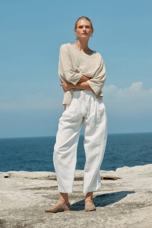 Estilo Emporio Box Linen Tee - Natural