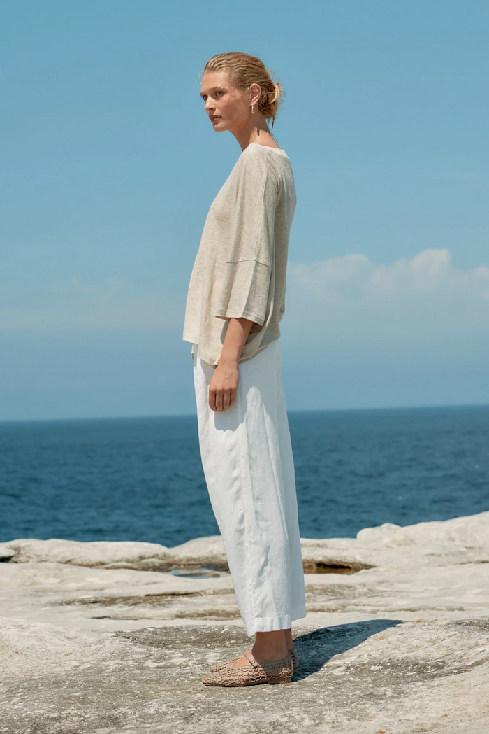 Estilo Emporio Box Linen Tee - Natural