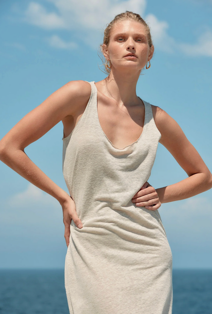 Estilo Emporio Tank Linen Dress - Natural