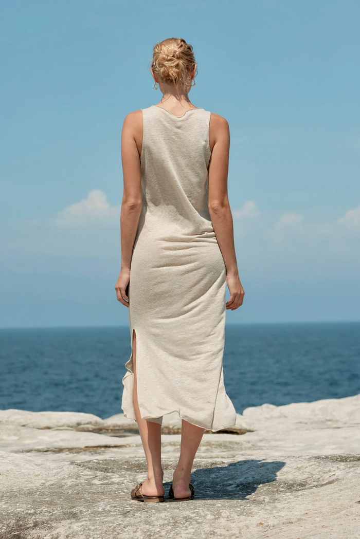 Estilo Emporio Tank Linen Dress - Natural