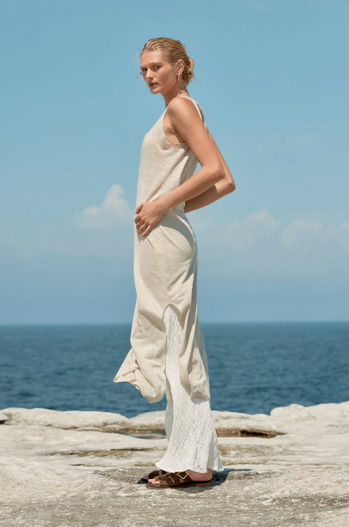 Estilo Emporio Tank Linen Dress - Natural