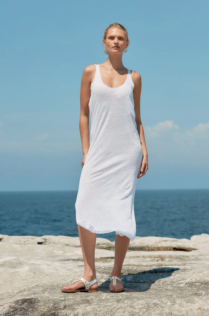 Estilo Emporio Tank Linen Dress - White