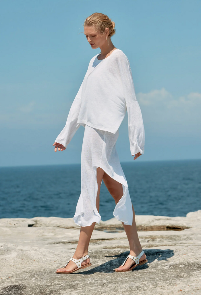 Estilo Emporio Tank Linen Dress - White