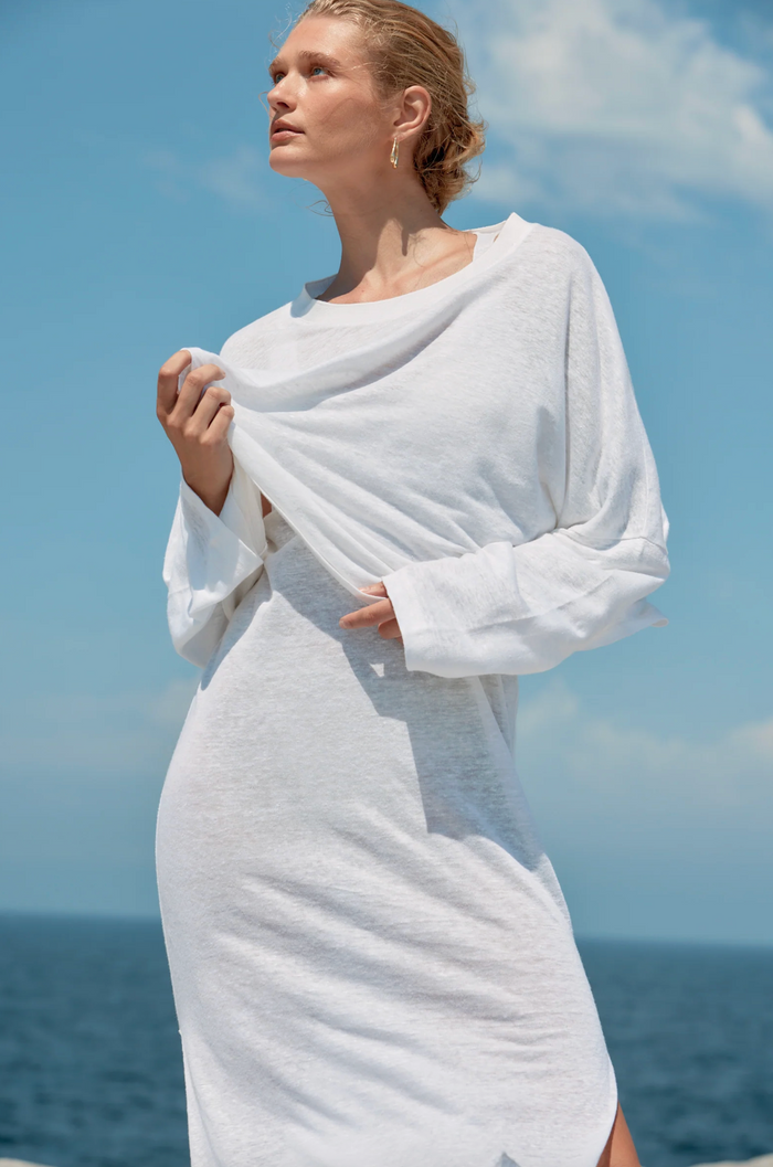 Estilo Emporio Tank Linen Dress - White