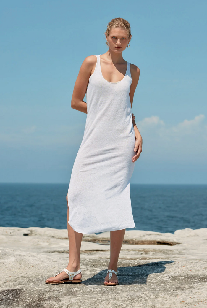 Estilo Emporio Tank Linen Dress - White