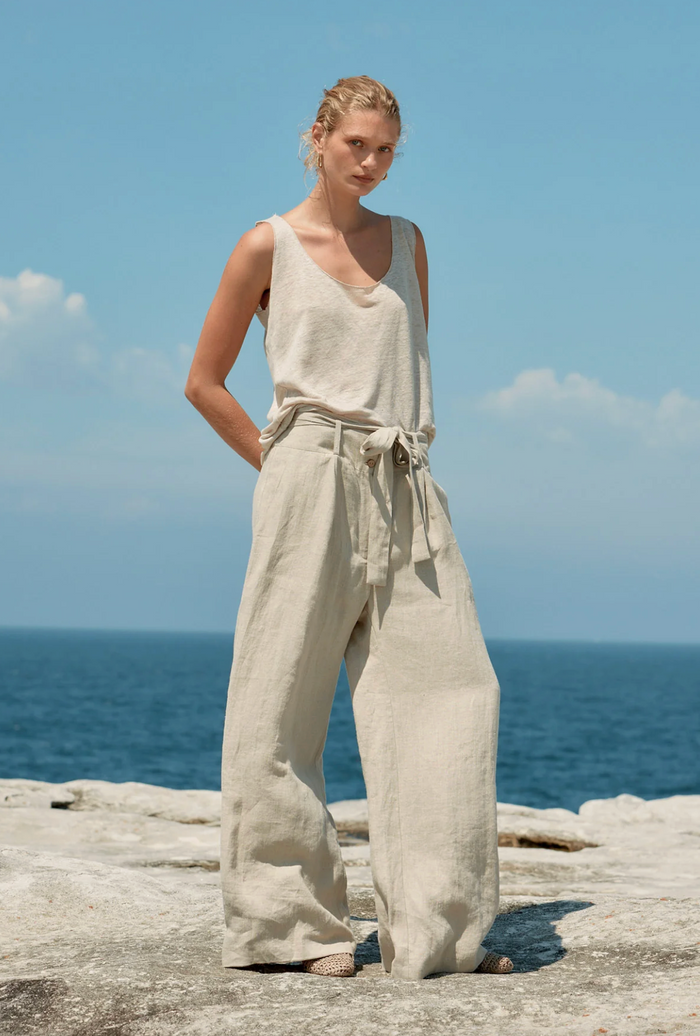 Estilo Emporio Tank Linen Singlet - Natural