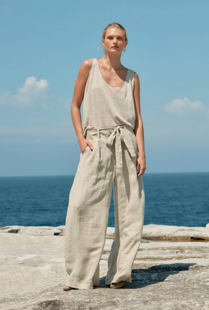Estilo Emporio Tank Linen Singlet - Natural