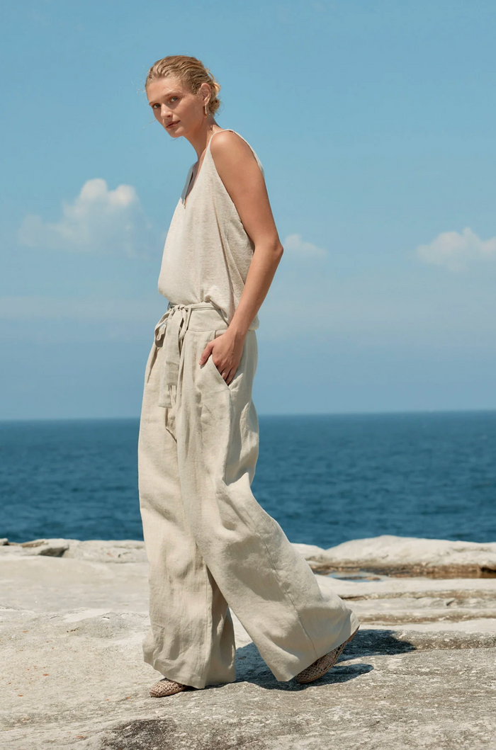 Estilo Emporio Tank Linen Singlet - Natural