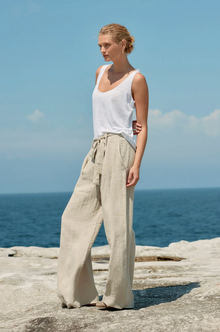 Estilo Emporio Tank Linen Singlet - White