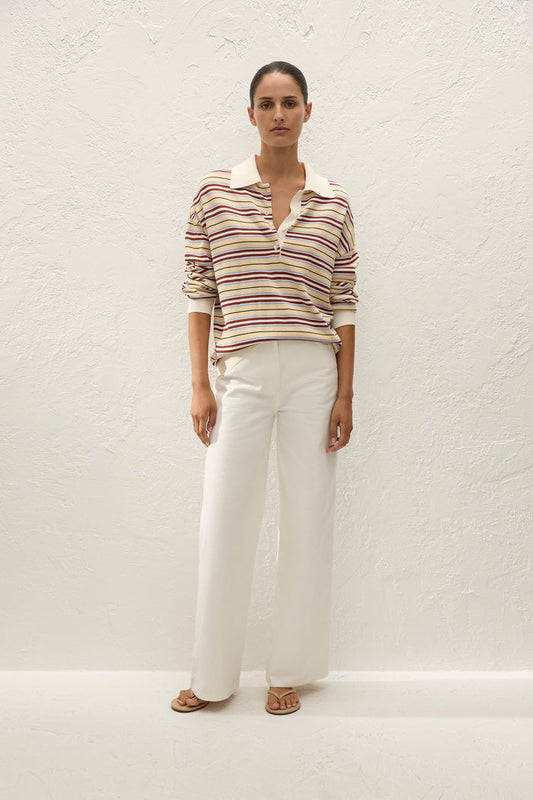 Faithfull the Brand Harlow Oversized Polo Cila Stripe Butter