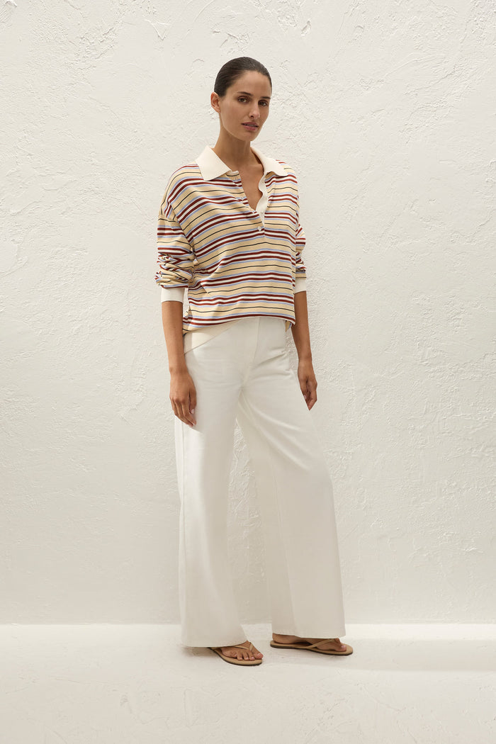 Faithfull the Brand Harlow Oversized Polo Cila Stripe Butter