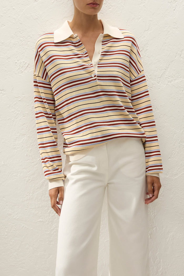 Faithfull the Brand Harlow Oversized Polo Cila Stripe Butter