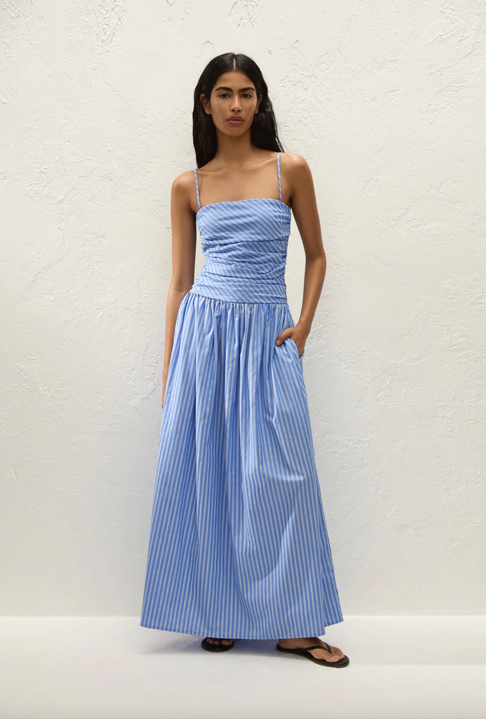 Faithfull The Brand Portlligat Maxi Dress - Joao Stripe Azulejo Blue