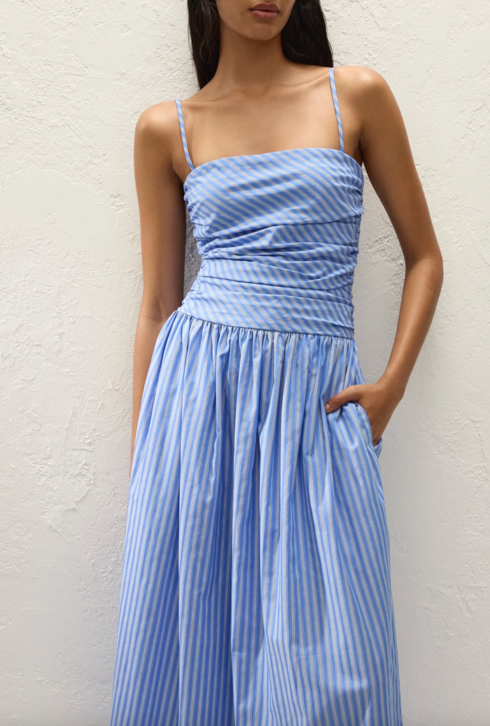 Faithfull The Brand Portlligat Maxi Dress - Joao Stripe Azulejo Blue