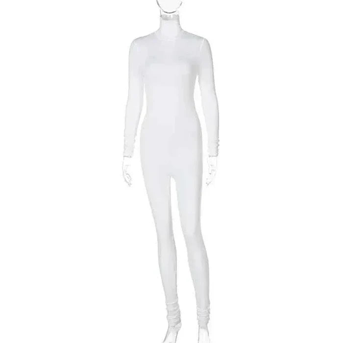 Fall Solid Long Sleeves yoga Rompers Women Ladies jogging wear new style One Piece stretch bodycon Jumpsuit - Allen-Fitness