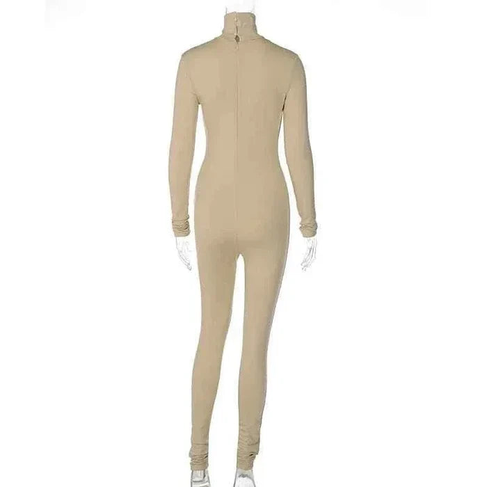 Fall Solid Long Sleeves yoga Rompers Women Ladies jogging wear new style One Piece stretch bodycon Jumpsuit - Allen-Fitness