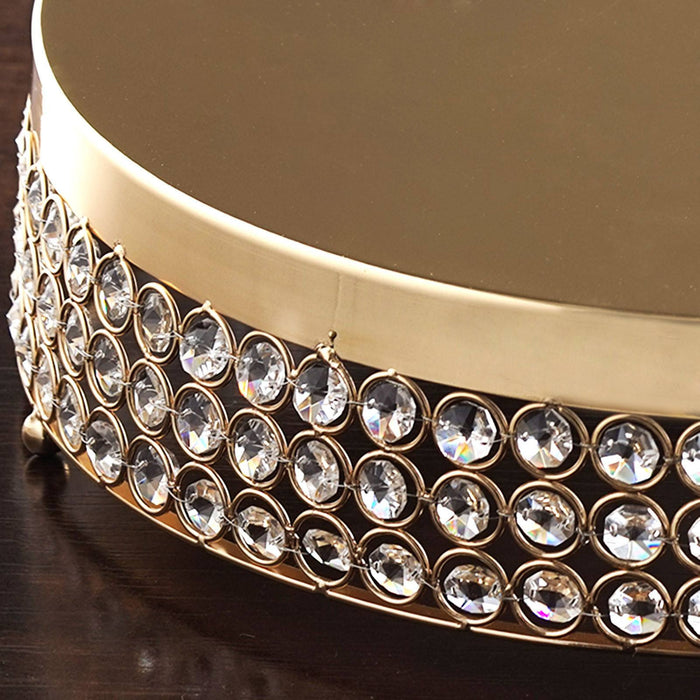 Fancy Beaded Crystal Metal Cake Stand - Gold - 13.5" Diameter